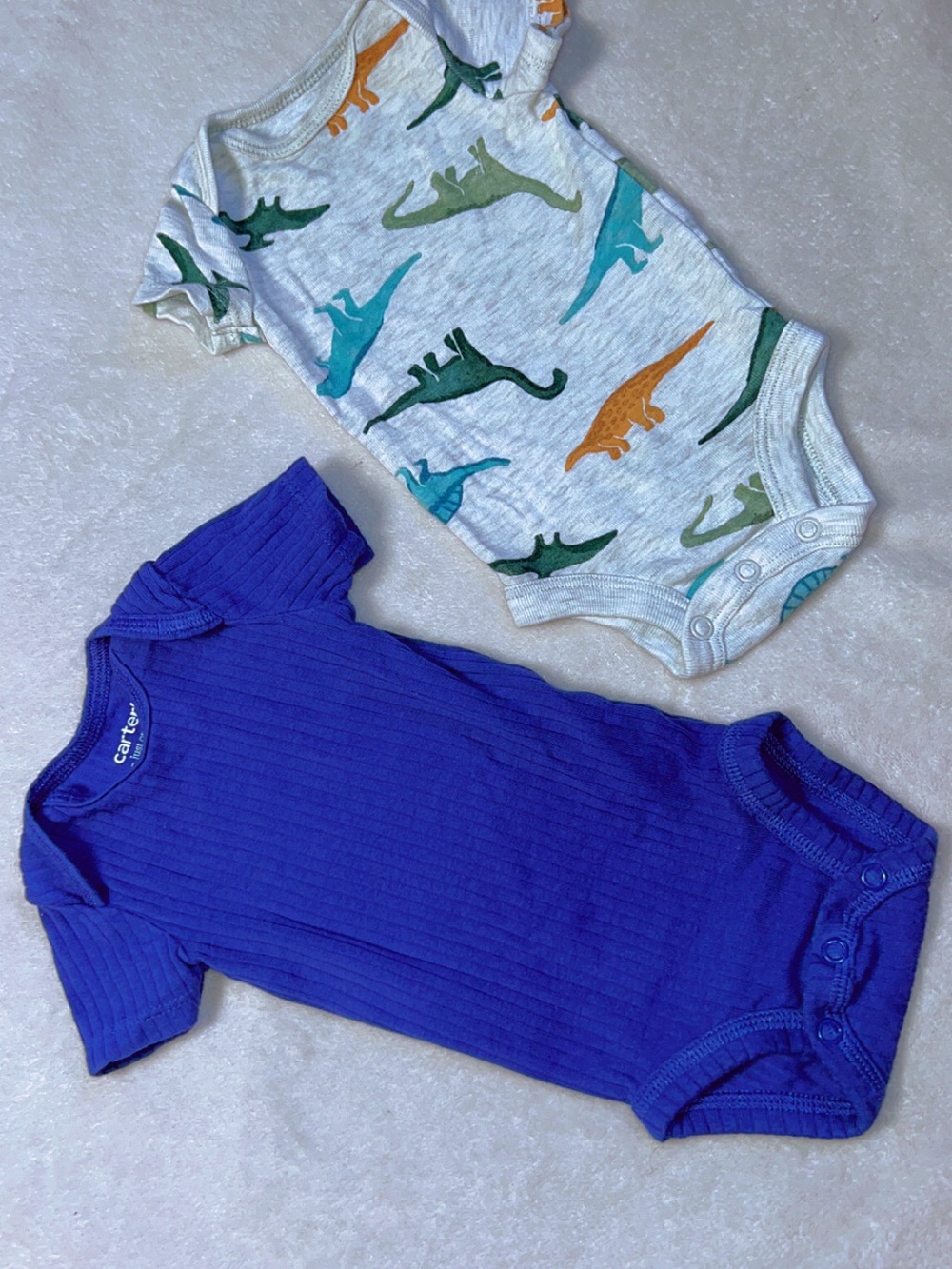 Carter's Blue Ribbed Short-Sleeve Baby Bodysuit